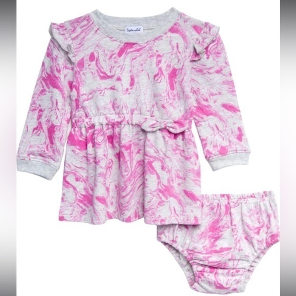 Splendid girl two piece sweater dress pink and grey marbled baby gift
